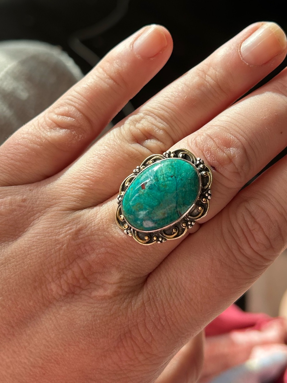 Sterling Chrysocolla Ring size 10